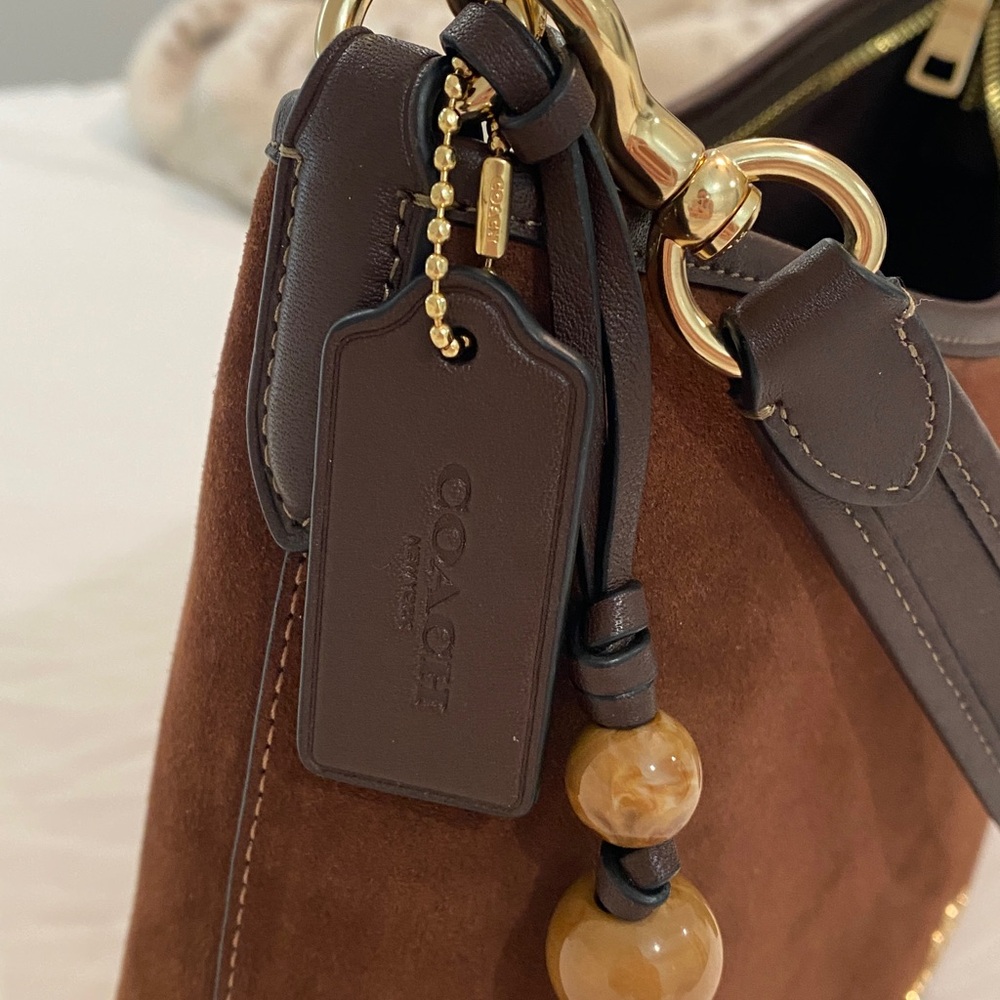 Coach Brown Suede Laurel Shoulder Bag With Tassels - Picture 4 of 9